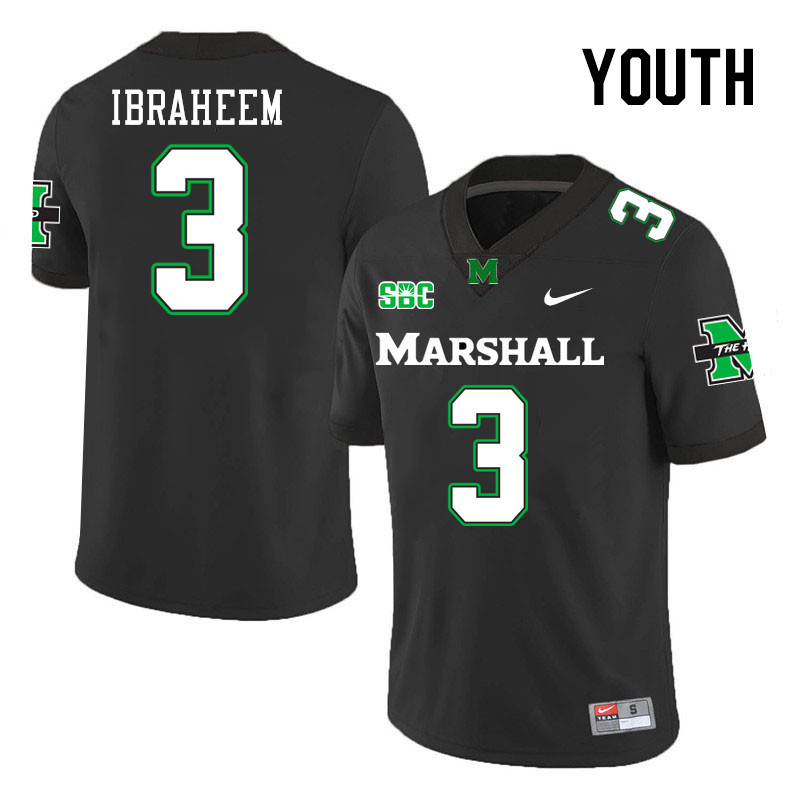 Youth #3 Ishmael Ibraheem Marshall Thundering Herd SBC Conference College Football Jerseys Stitched-